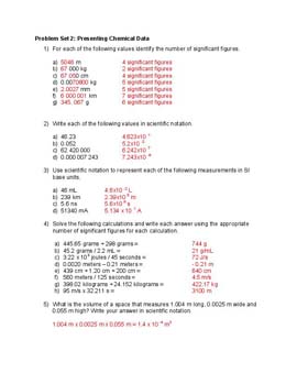 Presenting Chemical Data problem set solutions