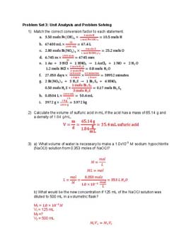 Chemical Problem Solving Strategy set solutions