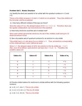 Atomic Structure problem set solutions