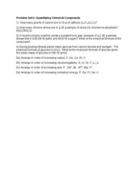Quantifying Chemical Compounds problem set