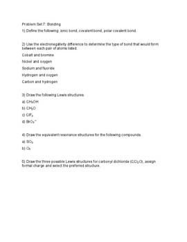 Chemical Bonding problem set