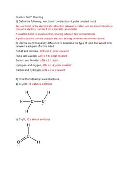Chemical Bonding problem set solutions