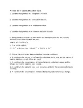 Chemical Reaction Types problem set
