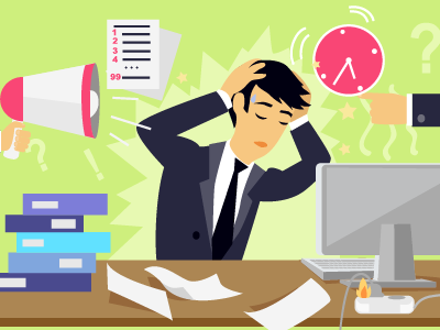 man sitting in a stressful situation