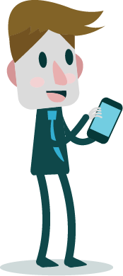 Aaron standing with cell phone in hand