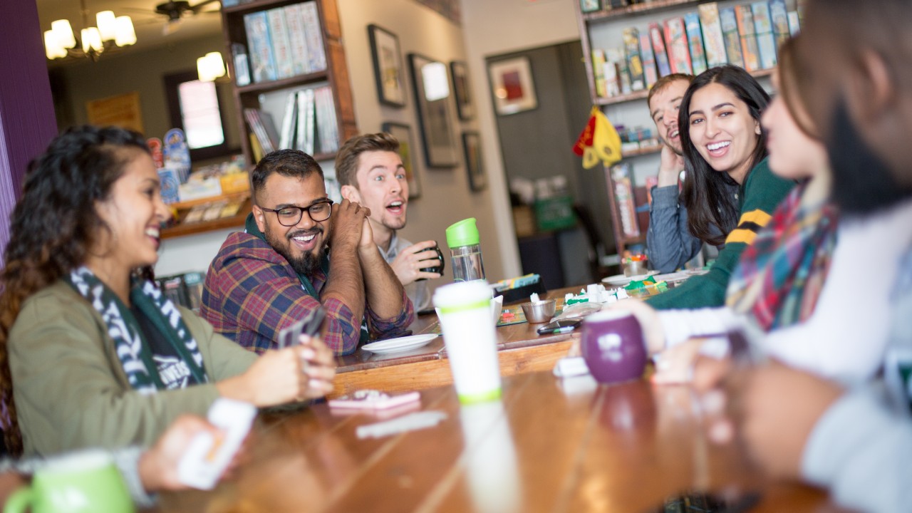 Students in a cafe