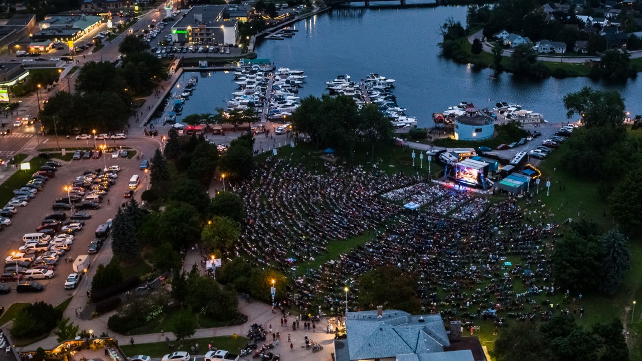An aerial view of Musicfest in Peterborough