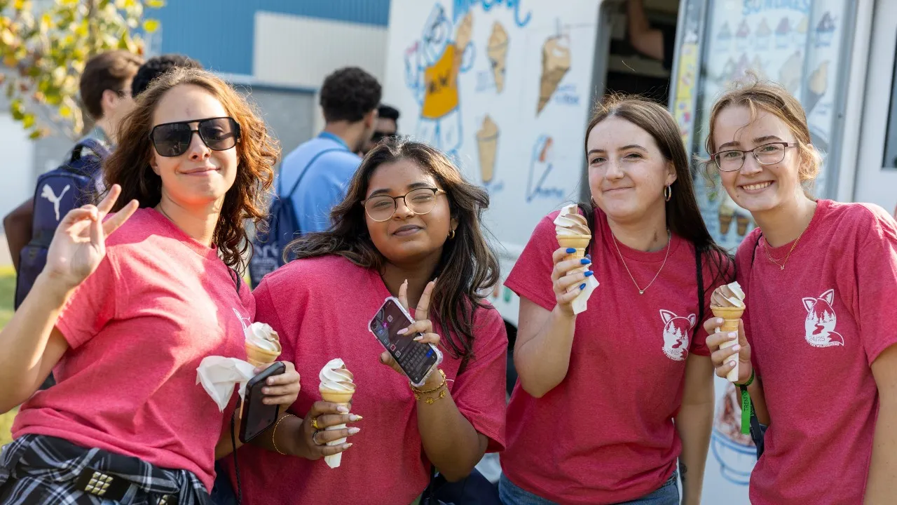 New Trent Durham students eating ice cream cones