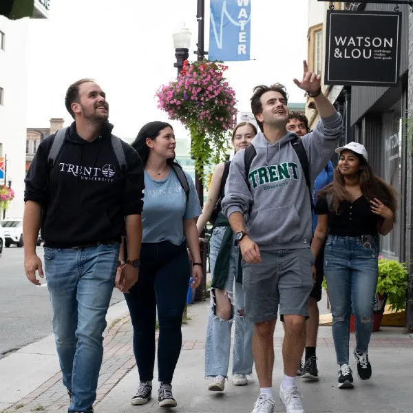 Students walking in Downtown Peterborough