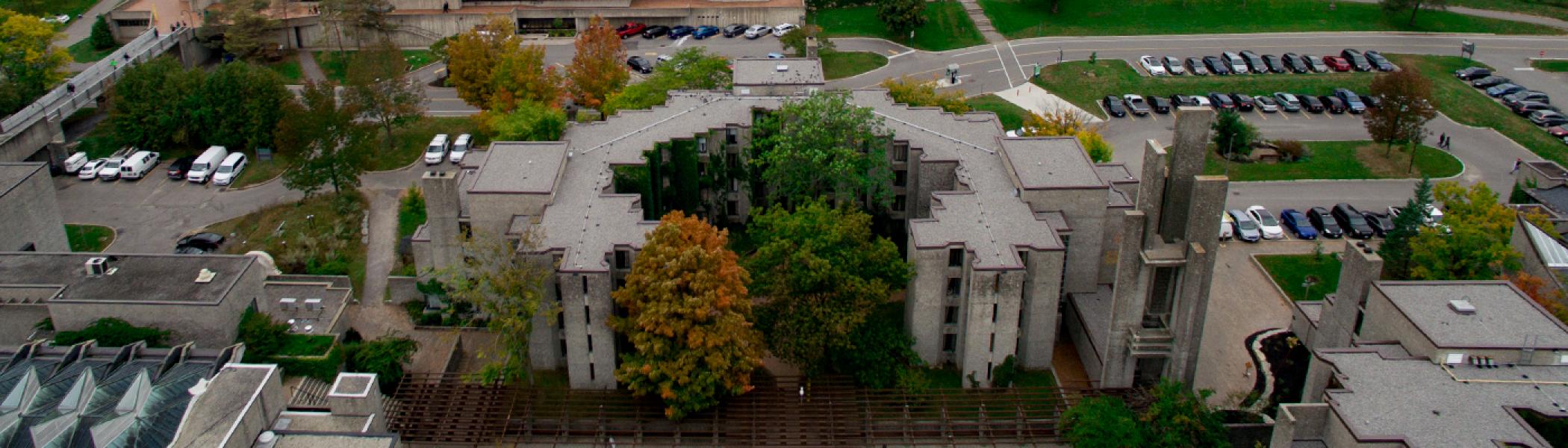 Champlain College photographed from above