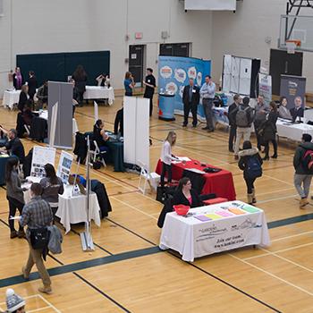 a career fair put on by career services at trent university in the justin chiu athletics centre