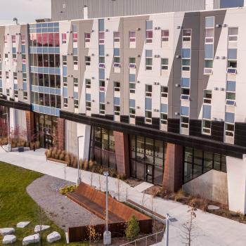 A drone photo of the Trent Durham GTA Building B