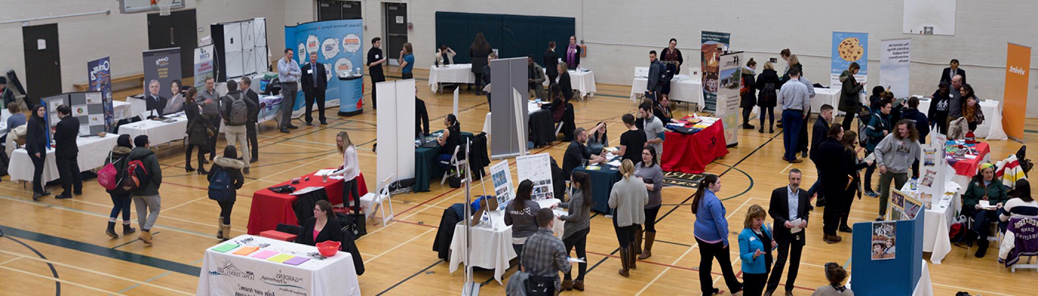 a career fair put on by career services at trent university in the justin chiu athletics centre