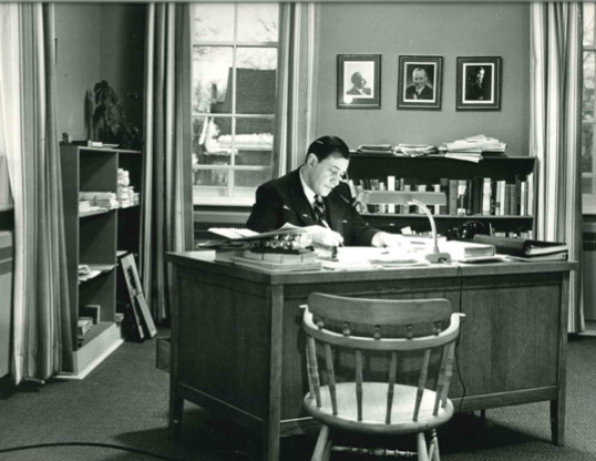 Thomas H.B. Symons in his office at Rubidge Hall.