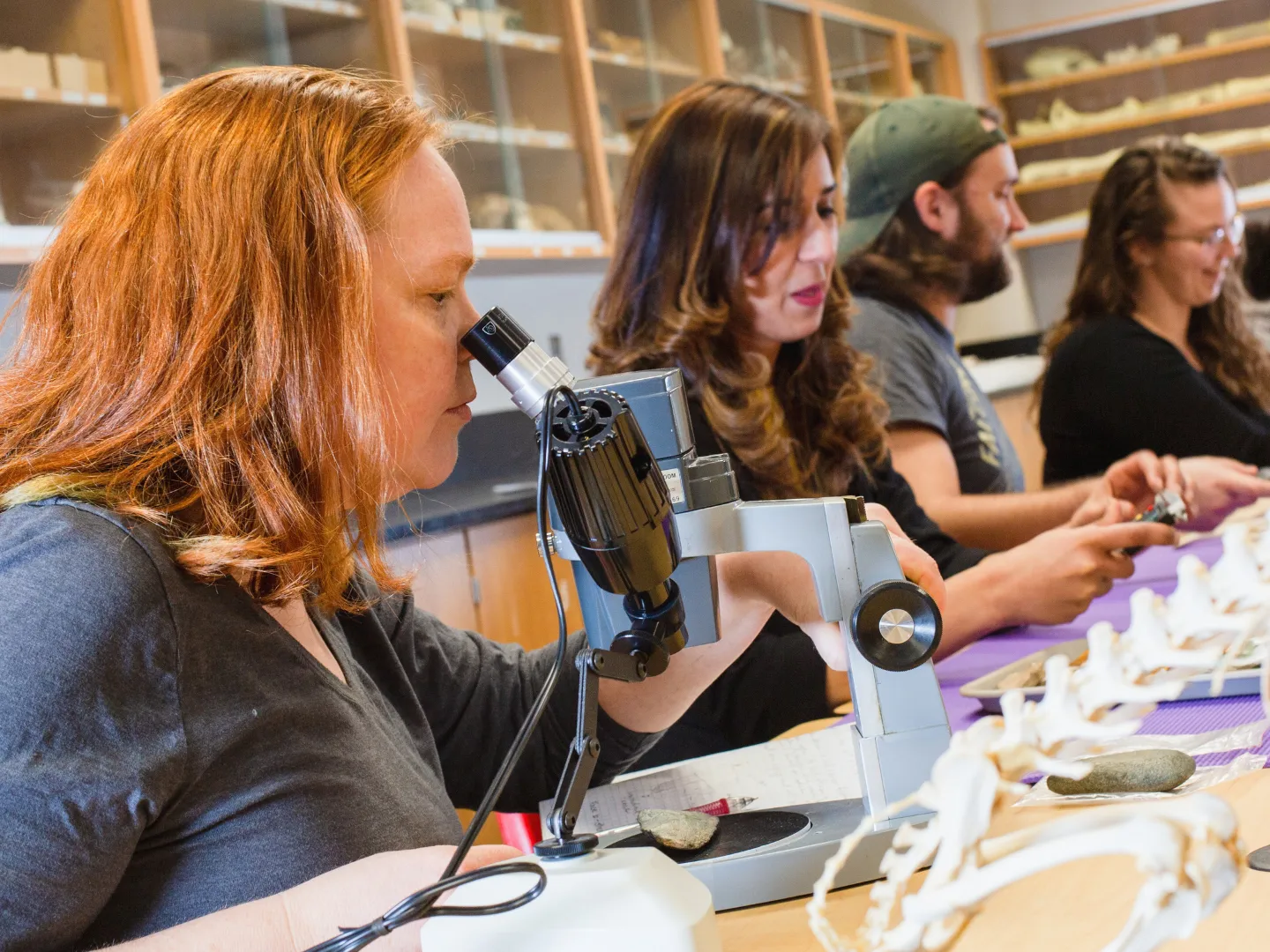 Anthropology students in lab