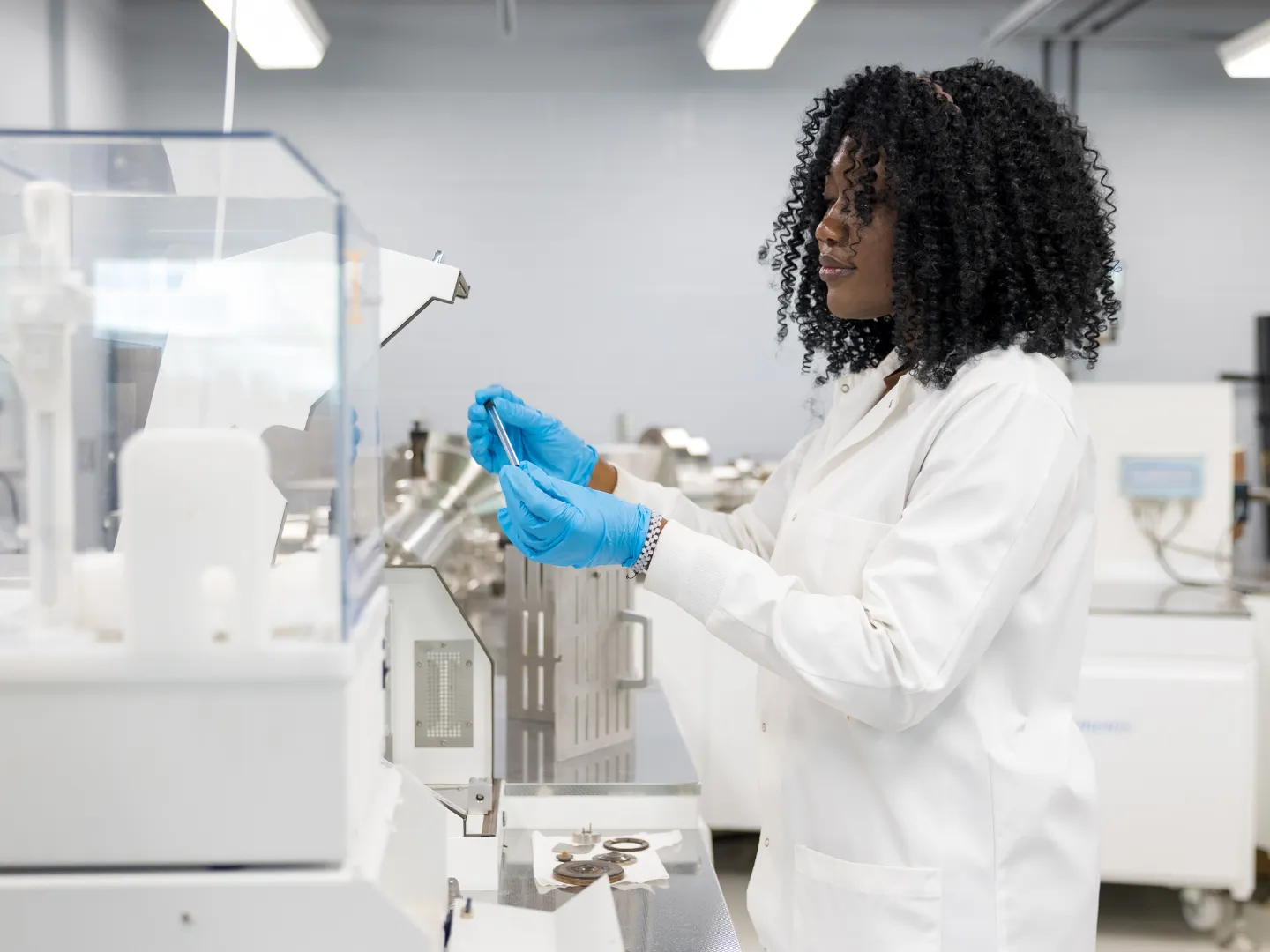 Student using research equipment in Trent Water Quality Centre.