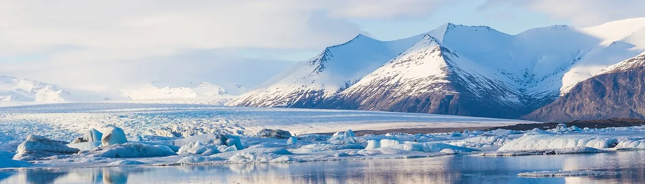 Arctic landscape with mountains and glaciers