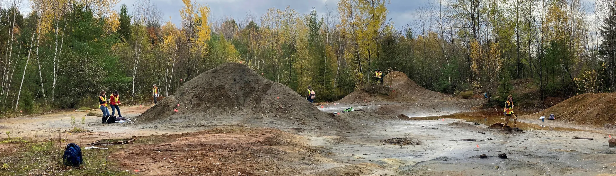 Trent University students surveying minerals and rocks.
