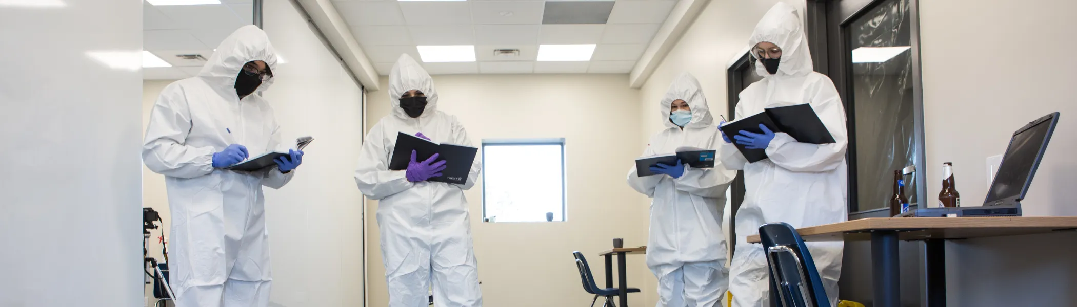Trent University Forensics science students in lab.