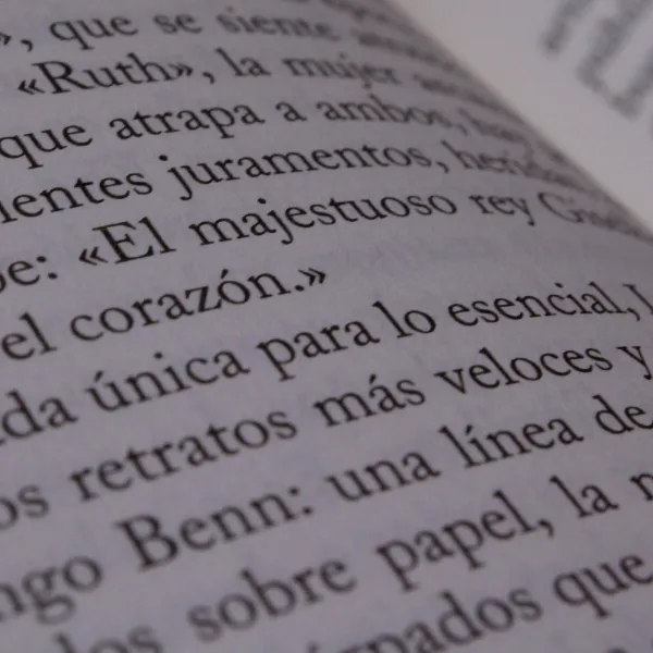 Spanish book page, close-up.