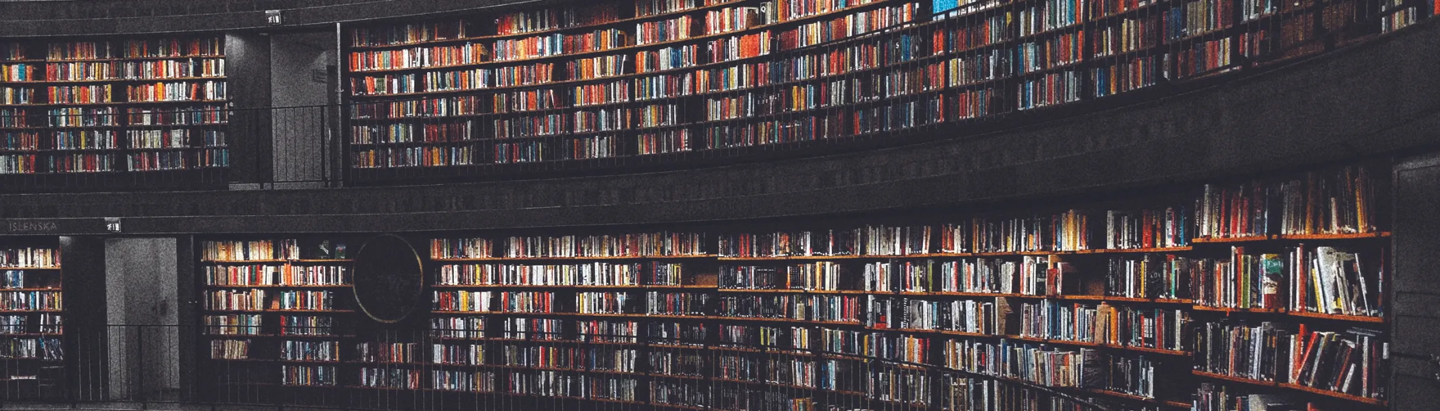Library full book shelves.