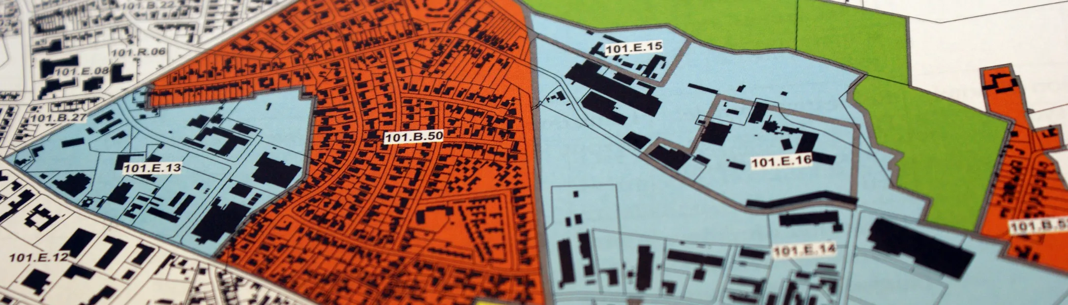 City planning map with sections outlined.