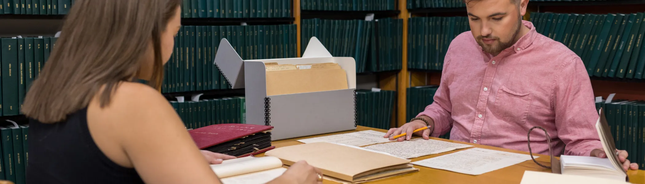 Trent University students doing research in the archives.