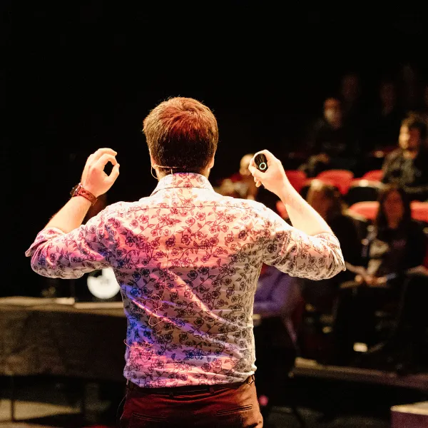 Trent University student preforming in theatre.