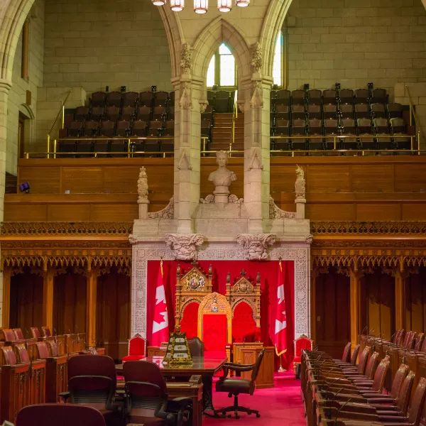 Inside of the Senate of Parliament Building, Ottawa, Canada. 