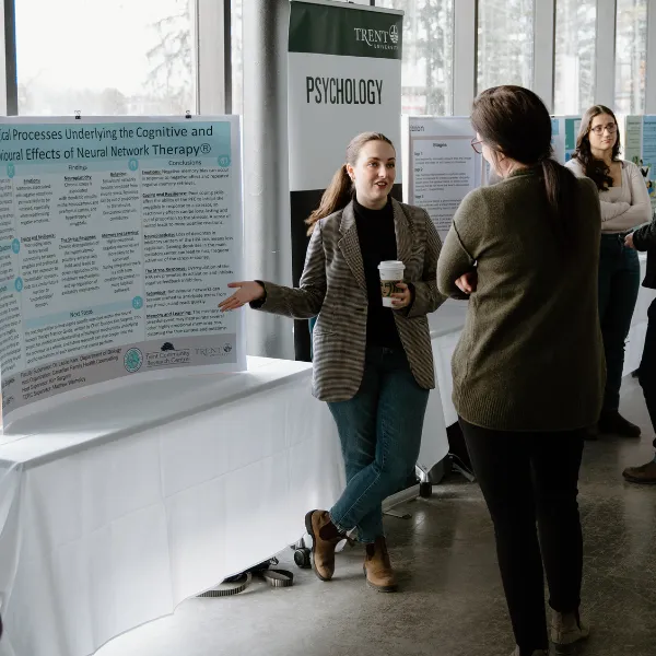 Trent University student, giving a presentation on their psychology research.