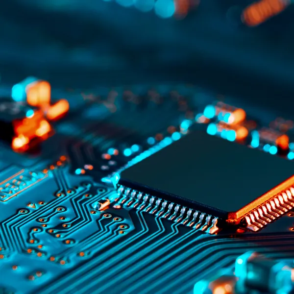 Electronic circuit board close up.