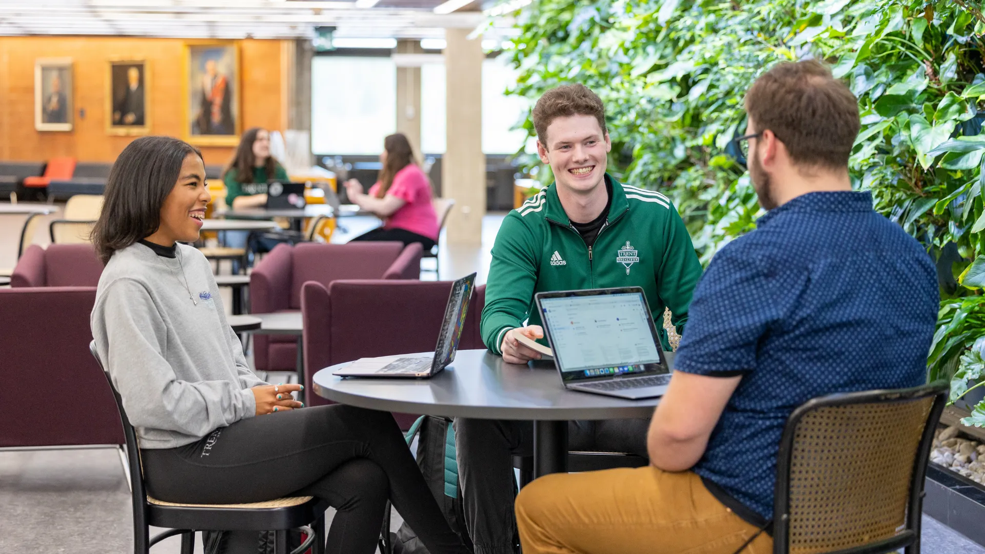 Students working together in the Bata Library