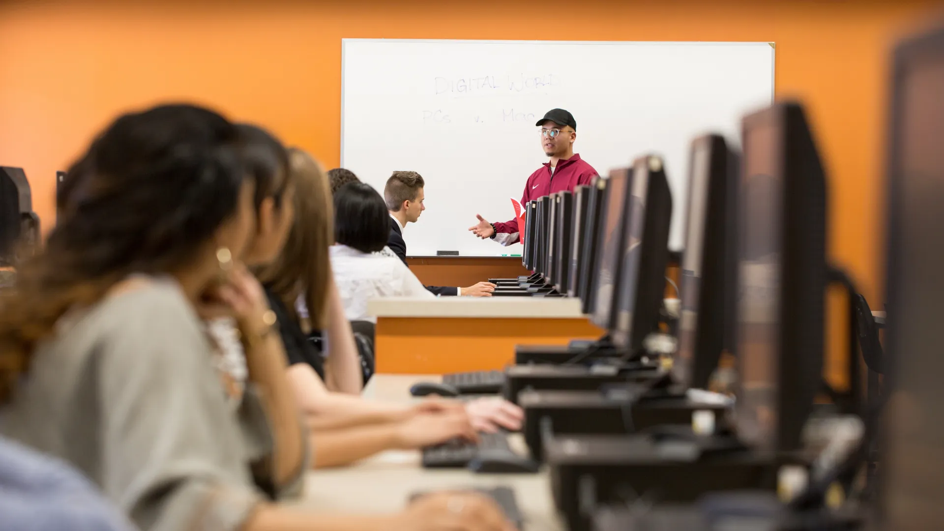 Trent students in a computer lab listening to the instructor