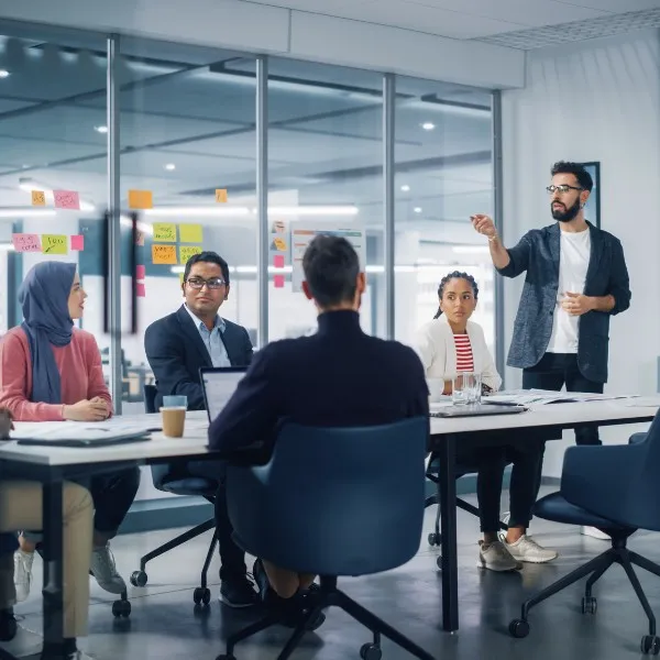 A group of business people working in a meeting room
