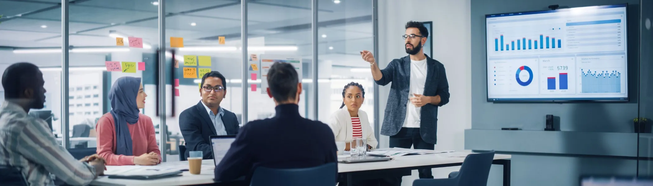 A group of business people working in a meeting room