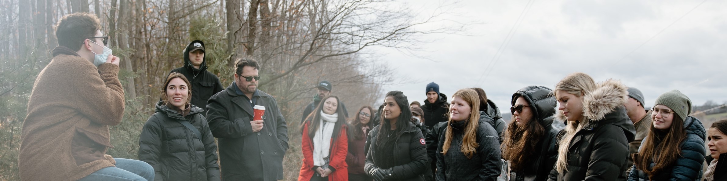 Graduate students presenting at an event