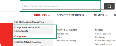 A picture highlighting the Computer Accessories and Computers eWay menus  