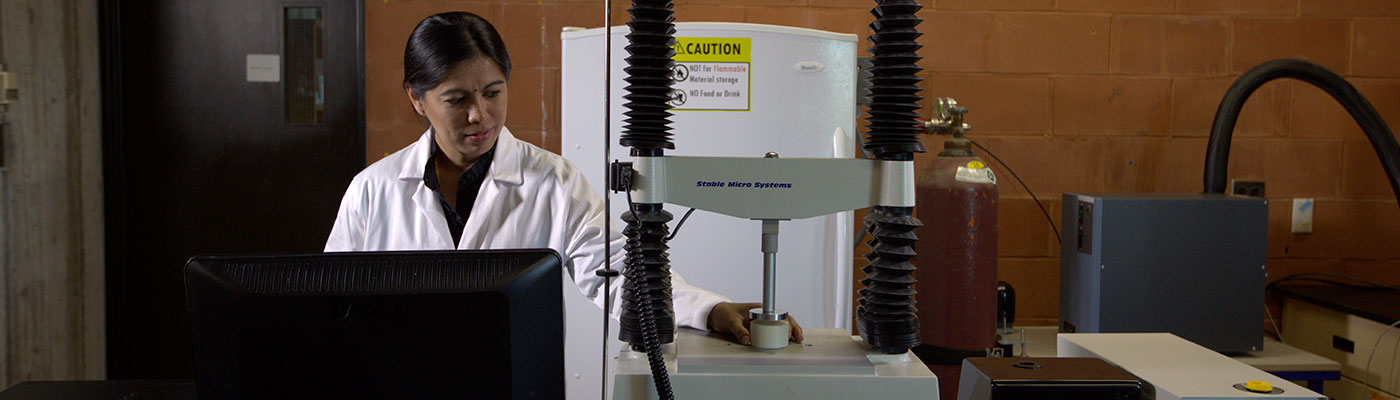 Scientist testing tensile strength