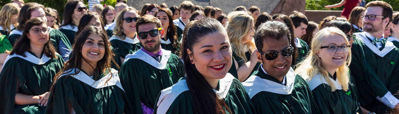 Group shot of Trent grads at convocation