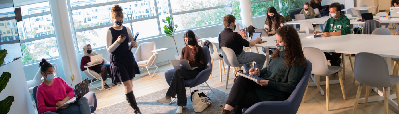 Students sitting in a study room 