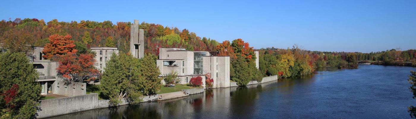 View of Champlain College and the Otonabee river