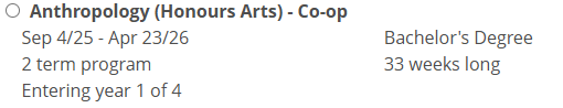 example of OSAP program selection