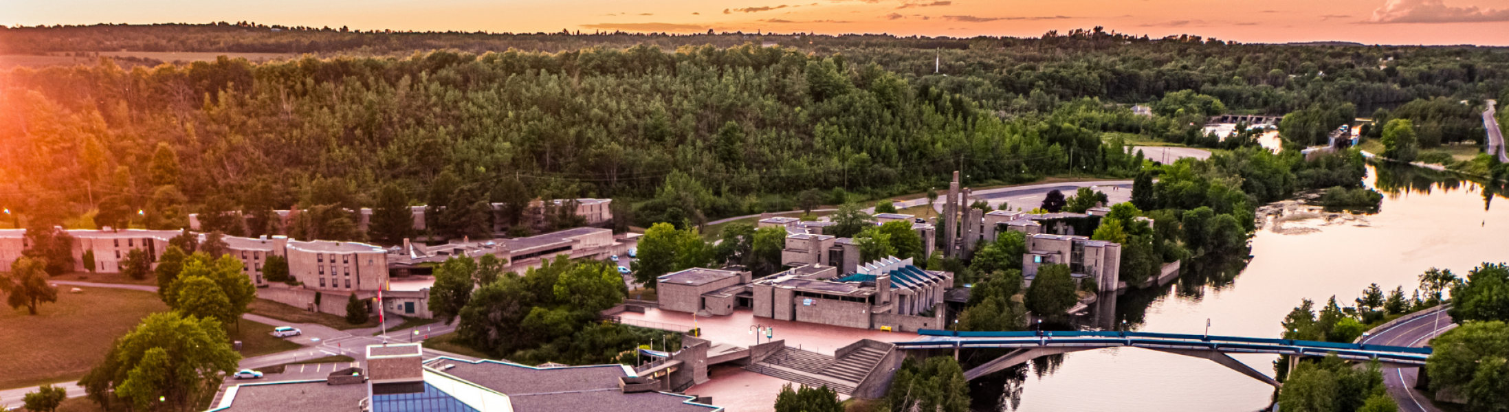 Trent University overview during sunset