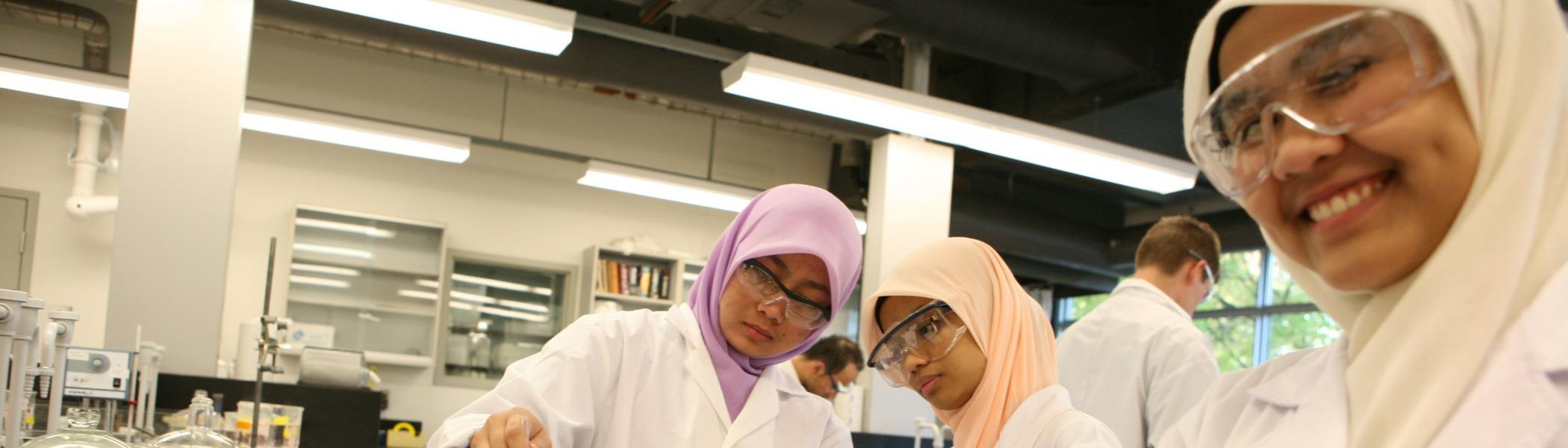Three students in the lab