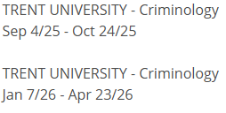 Text showing two study periods on the OSAP application