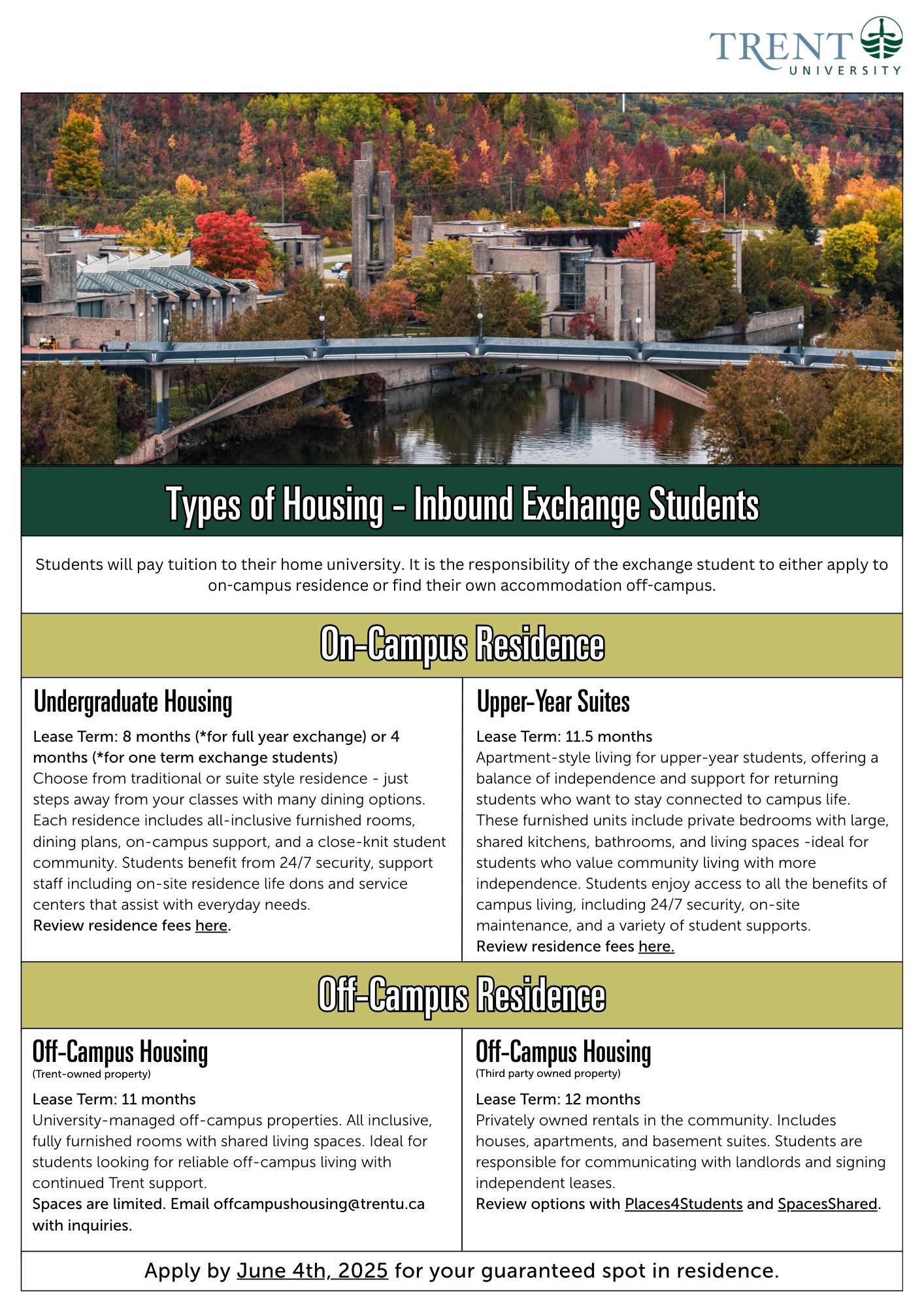 Types of Housing options for exchange students