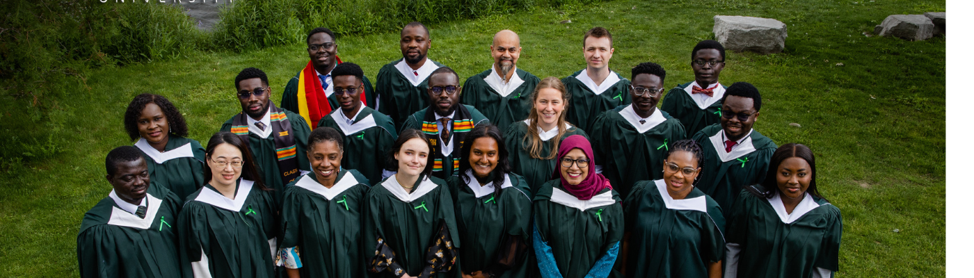 group of sustainability studies graduate standing together at convocation