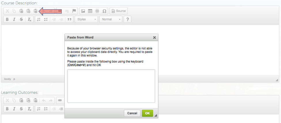 Pasting from MS Word