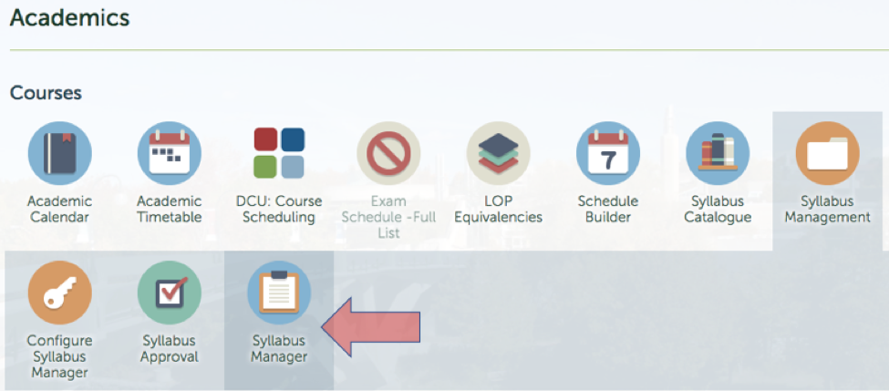 Locating the Syllabus Builder Icon
