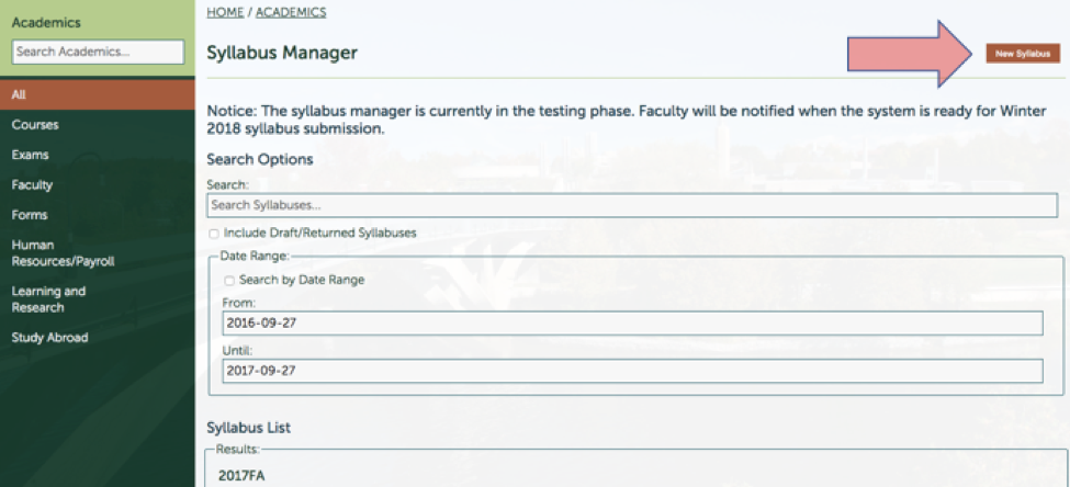 Create a Syllabus button